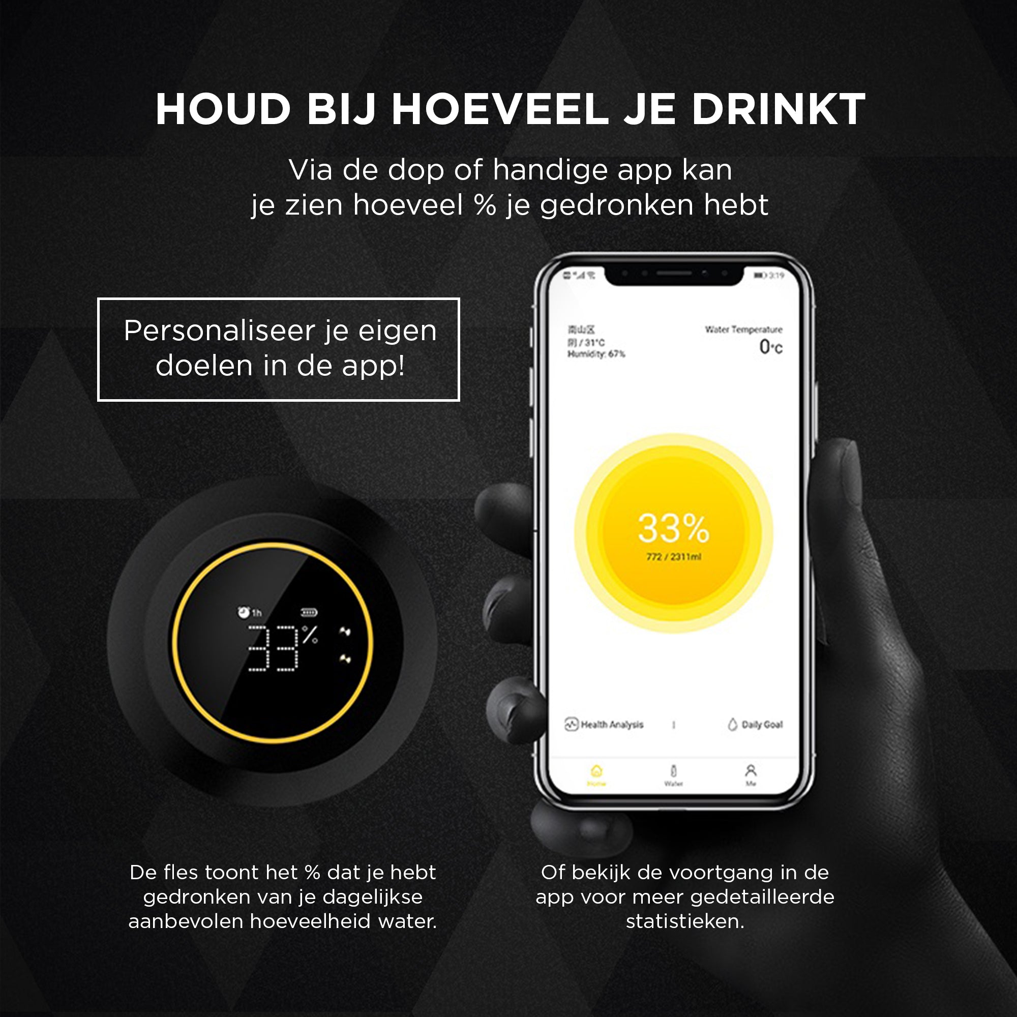FLØKI Slimme waterfles met app